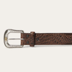Men Belts | Stetson Ostrich Print Croco Embossed Western Tabs Belt Cognac/california Nut