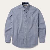 Men Classic Cut | Stetson Blue Deco Geo Print Button Front Shirt Blue
