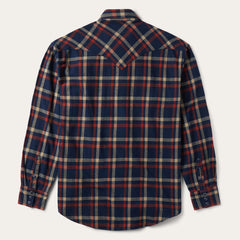 Men Classic Cut | Stetson Brushed Twill Plaid Shirt Blue