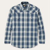 Men Classic Cut | Stetson Crystal Plaid Western Shirt Blue