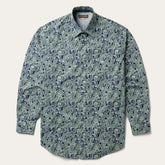Men Classic Cut | Stetson Greenspring Paisley Print Western Shirt Blue