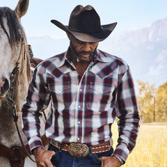 Men Classic Cut | Stetson Wine Plaid Shirt Wine