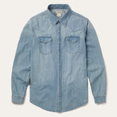Men Denim Shirts | Stetson Long-Sleeved Denim Shirt Blue