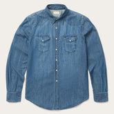Men Denim Shirts | Stetson Medium Blue Denim Shirt Blue