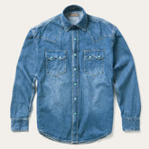 Men Denim Shirts | Stetson Turquoise Snap Western Denim Shirt Blue