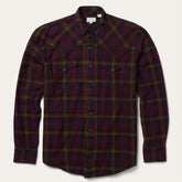 Men Flannel Shirts | Stetson Black Wine Plaid Flannel Western Shirt Wine