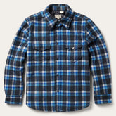 Men Flannel Shirts | Stetson Blue Plaid Quilted Shirt Jacket Blue