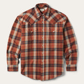 Men Flannel Shirts | Stetson Brushed Twill Plaid Shirt Orange