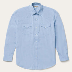 Men Modern Cut | Stetson Blue End On End Solid Shirt Blue