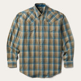 Men Modern Cut | Stetson Khaki Ombre Plaid Shirt Brown