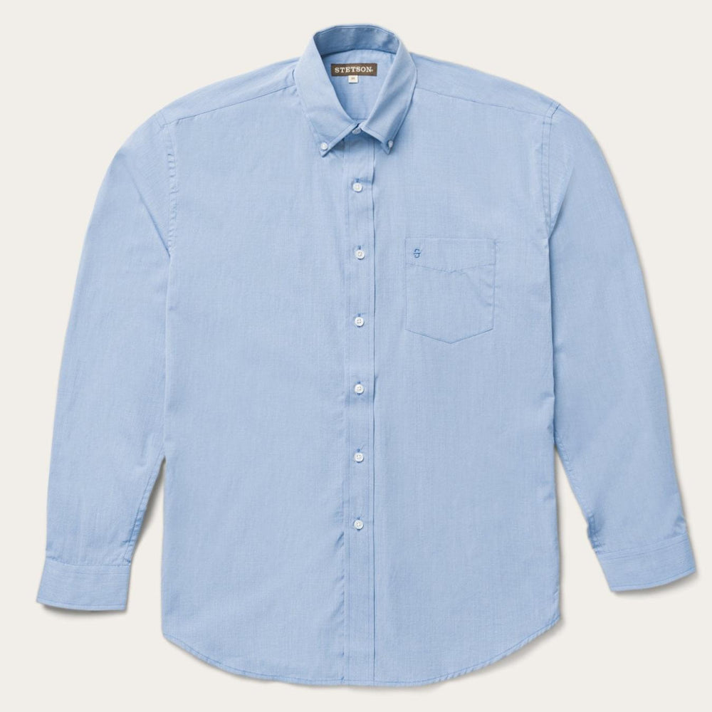 Men Western Shirts | Stetson Blue Solid One-Pocket Snap-Front Shirt Blue