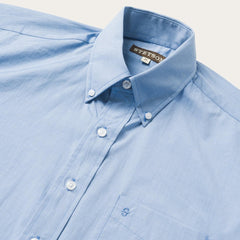 Men Western Shirts | Stetson Blue Solid One-Pocket Snap-Front Shirt Blue