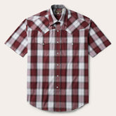 Men Western Shirts | Stetson Shadow Plaid Short Sleeve Western Shirt Wine