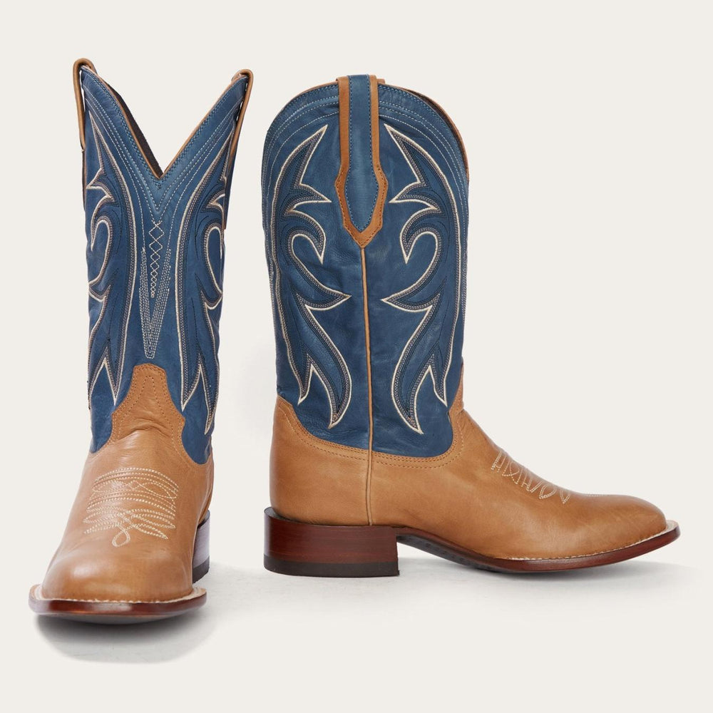 Men Western | Stetson Casper Tan & Blue Matte Cowboy Boot Tan