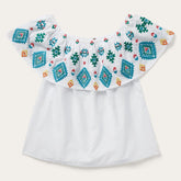 Women Blouses | Stetson Bright Schiffli Embroidered White Cotton Lawn Blouse White
