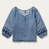 Women Blouses | Stetson Denim Snap Front Blouse Blue