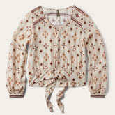 Women Blouses | Stetson Gaucho Print Herringbone Blouse White