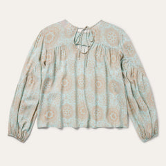 Women Blouses | Stetson Mandala Print Peasant Blouse Blue