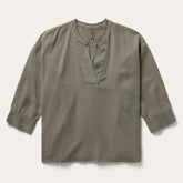 Women Blouses | Stetson Olive Twill Peasant Blouse Green
