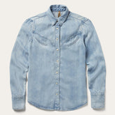 Women Denim Shirts | Stetson Curved Yoke Western Denim Shirt Blue
