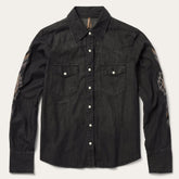Women Denim Shirts | Stetson Embroidered Black Denim Shirt Black