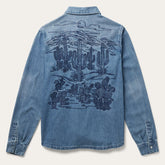 Women Denim Shirts | Stetson Embroidered Boyfriend Fit Denim Shirt Blue