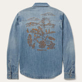 Women Denim Shirts | Stetson Embroidered Light Denim Shirt Blue