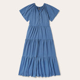 Women Midi | Stetson Denim Long Three Tiered Dress Blue