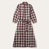 Women Midi | Stetson Gaucho Plaid Prairie Shirt Dress Wine