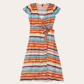 Women Midi | Stetson Sunset Serape Print Rayon Herringbone Wrap Front Dress Multi