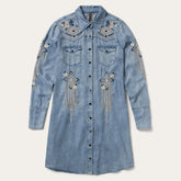 Women Shirt Dresses | Stetson Embroidered Denim Twill Shirt Dress Blue