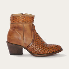 Women Shorties | Stetson Basketweave Side Zip Ankle Boot Brown