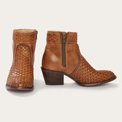 Women Shorties | Stetson Basketweave Side Zip Ankle Boot Brown