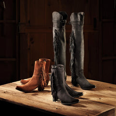 Women Shorties | Stetson Halle Suede Fringe Side Zip Boot Brown