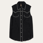 Women Western Shirts | Stetson Black Sleeveless Western Shirt Black