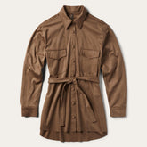 Women Western Shirts | Stetson Khaki Suede Western Shirt Tan