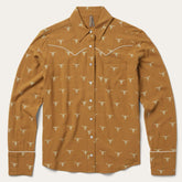 Women Western Shirts | Stetson Mojave Longhorn Print Snap Western Shirt Brown