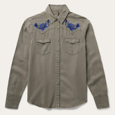 Women Western Shirts | Stetson Olive Twill Western Shirt Green