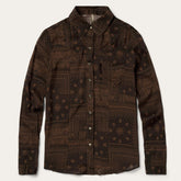 Women Western Shirts | Stetson Patchwork Bandana Print Shirt Brown