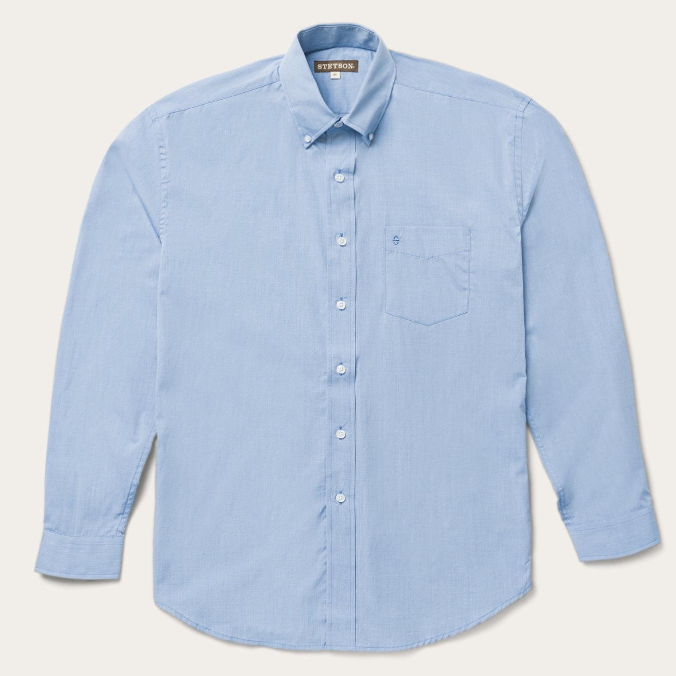Men Western Shirts | Stetson Blue Solid One-Pocket Snap-Front Shirt Blue