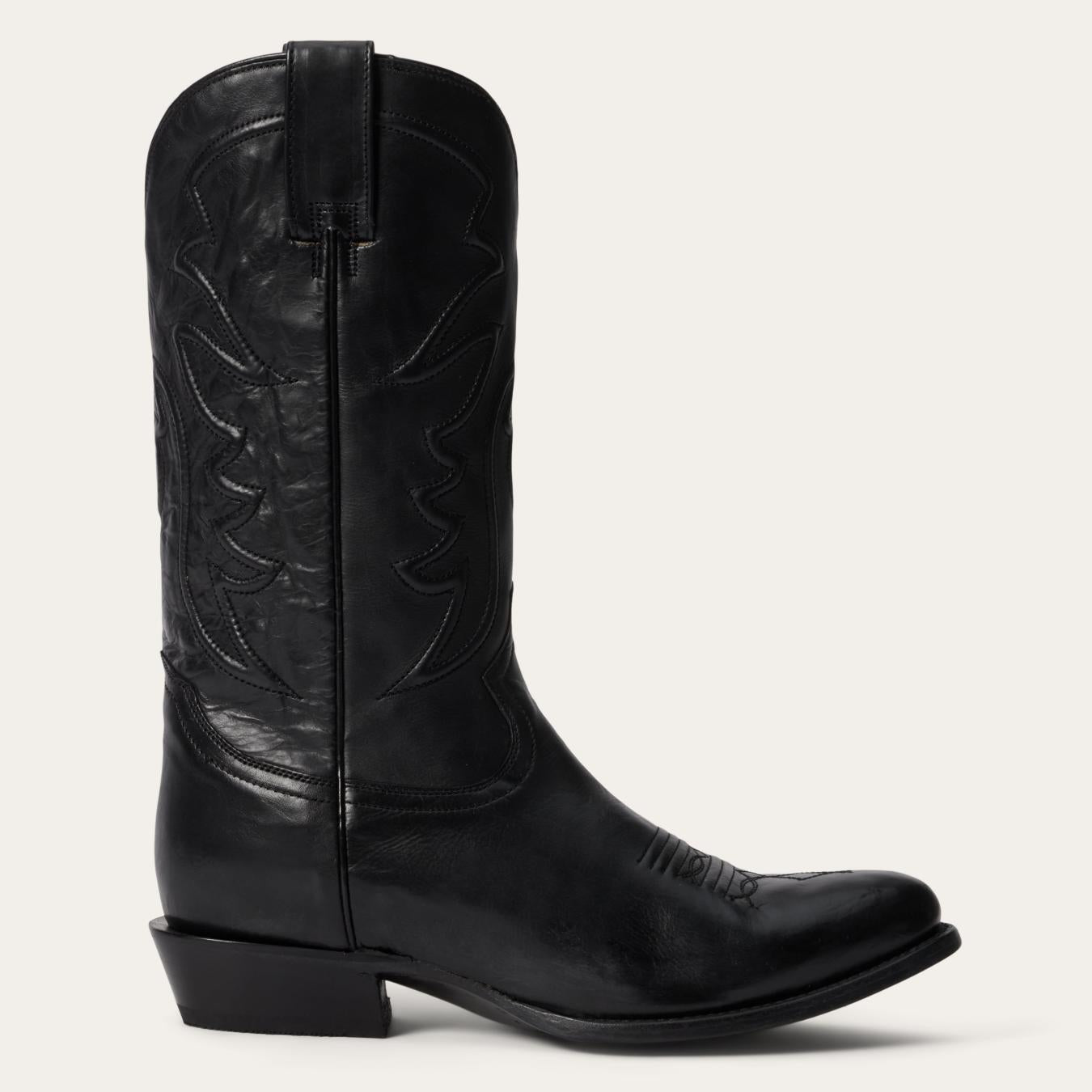 Men Western | Stetson Ames Corded &amp; Burnished Leather Boot Black