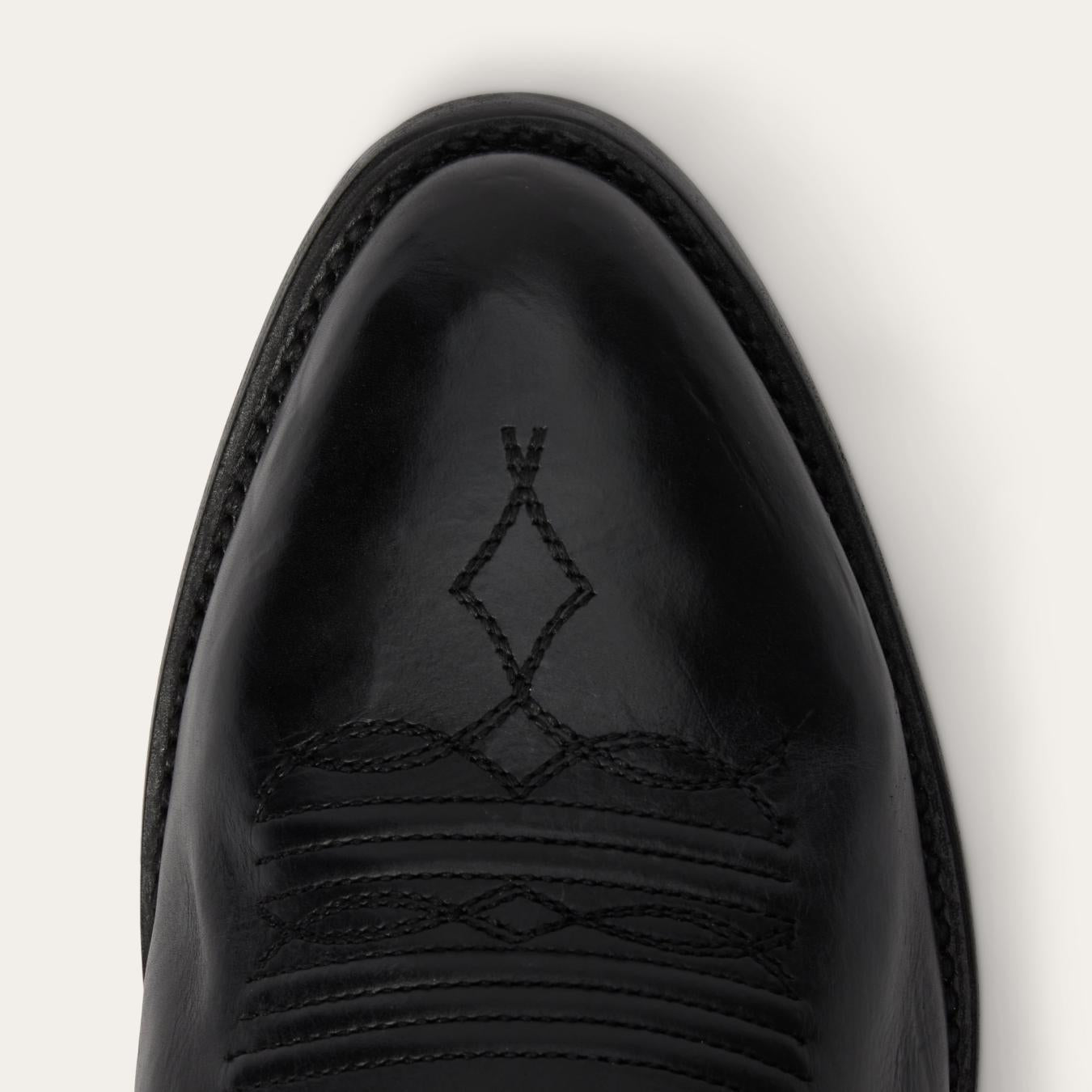 Men Western | Stetson Ames Corded &amp; Burnished Leather Boot Black