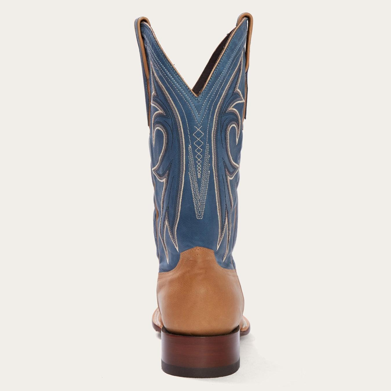 Men Western | Stetson Casper Tan &amp; Blue Matte Cowboy Boot Tan