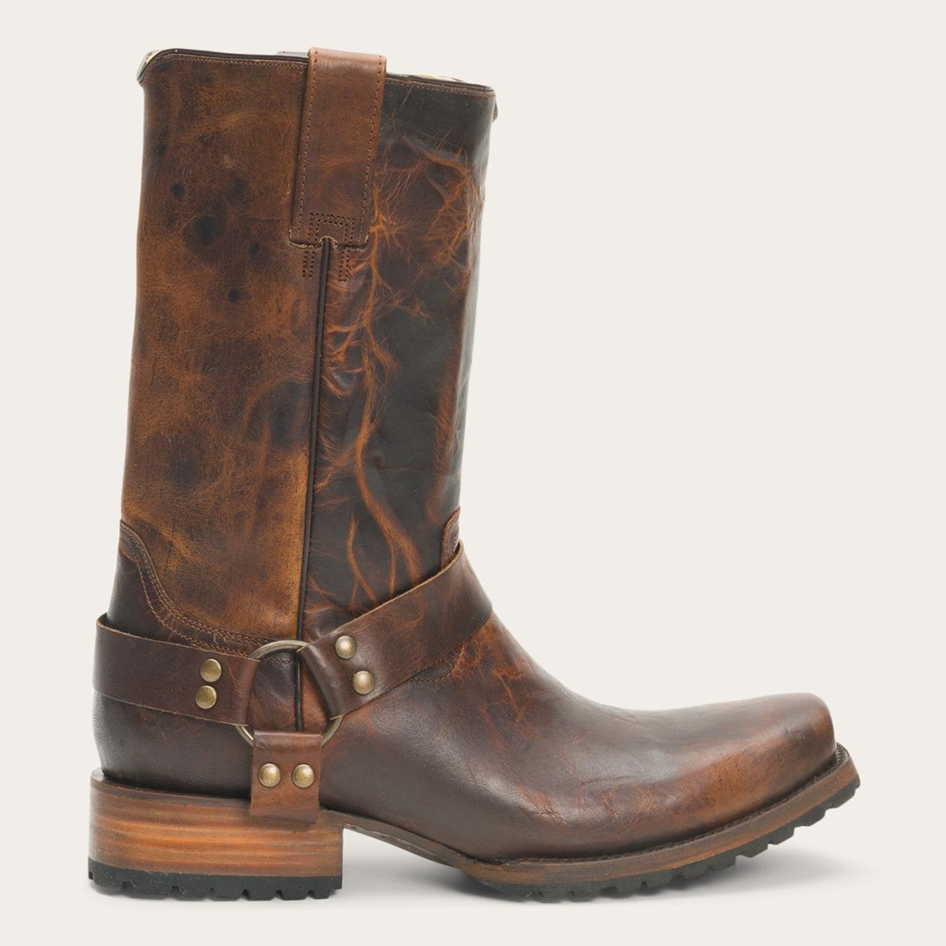 Men Western | Stetson Heritage Harness Boots Waxed Brown