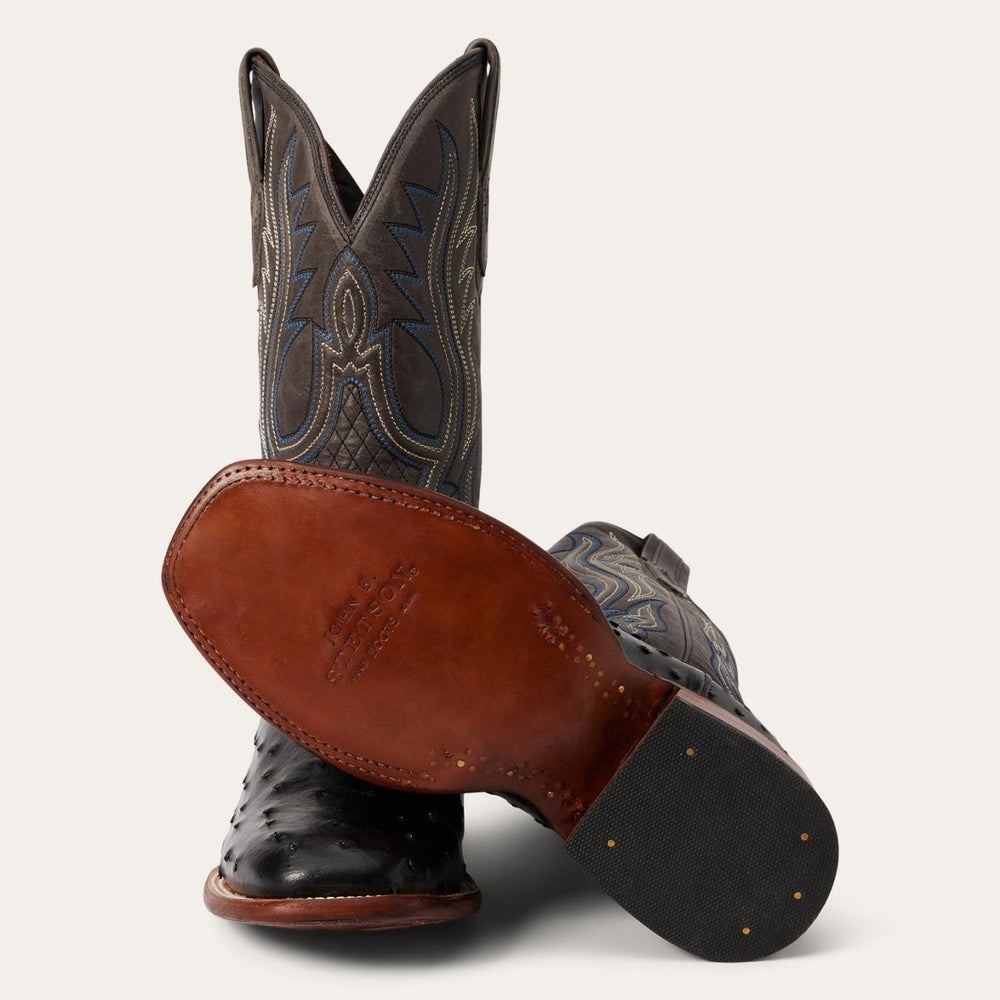 Men Western | Stetson Ozzy Ostrich Boot Black