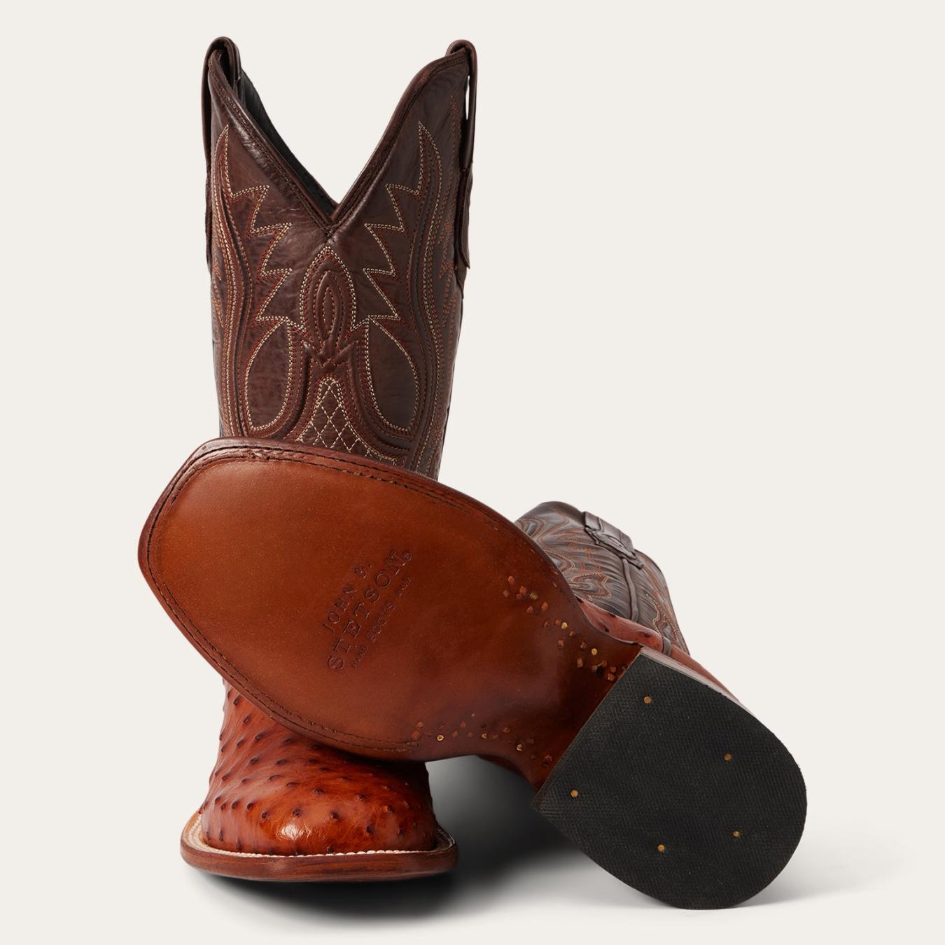 Men Western | Stetson Ozzy Ostrich Boot Brown