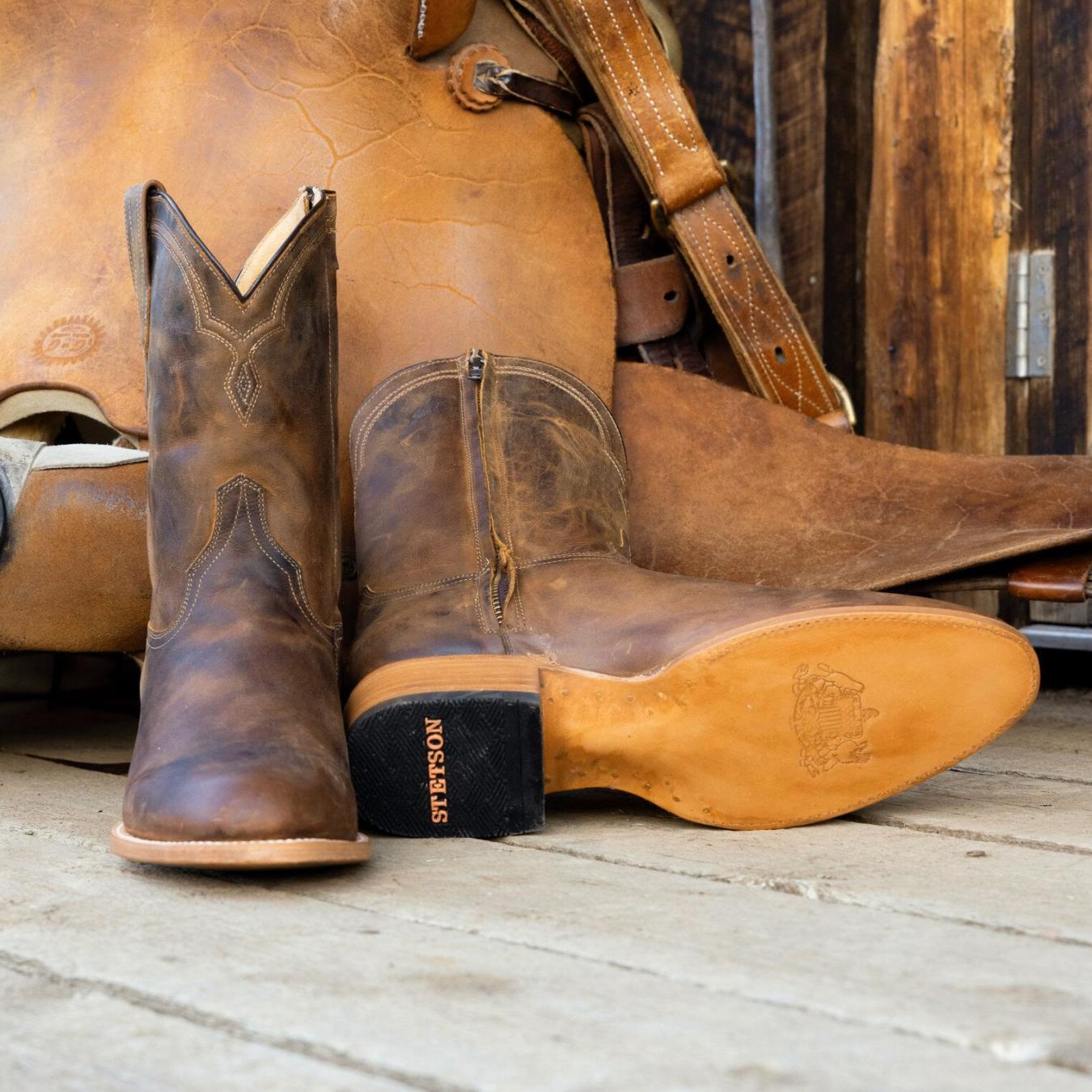Men Western | Stetson Rancher Zip Roper Oiled Walnut