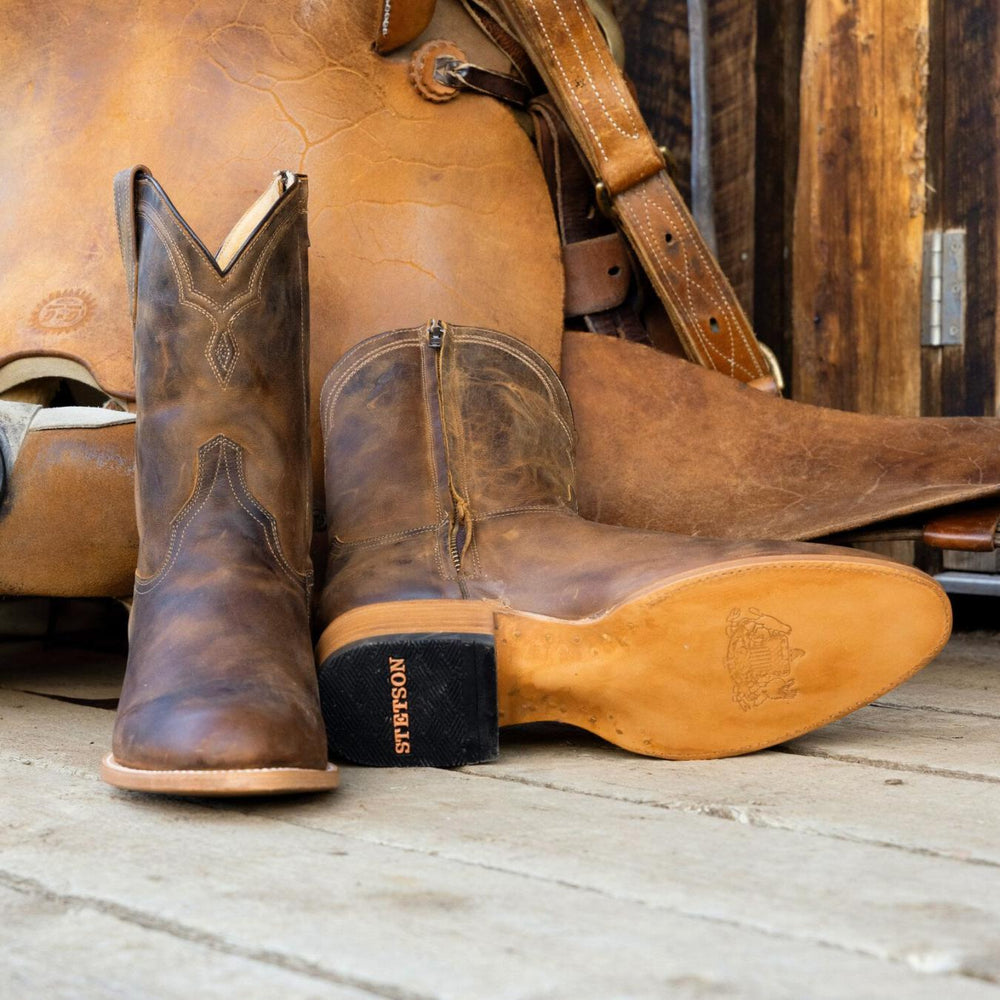 Men Western | Stetson Rancher Zip Roper Oiled Walnut