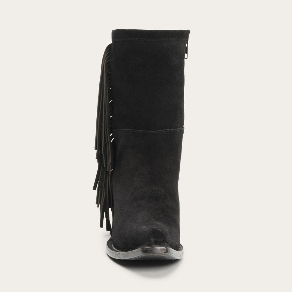 Women Shorties | Stetson Halle Suede Fringe Side Zip Boot Black