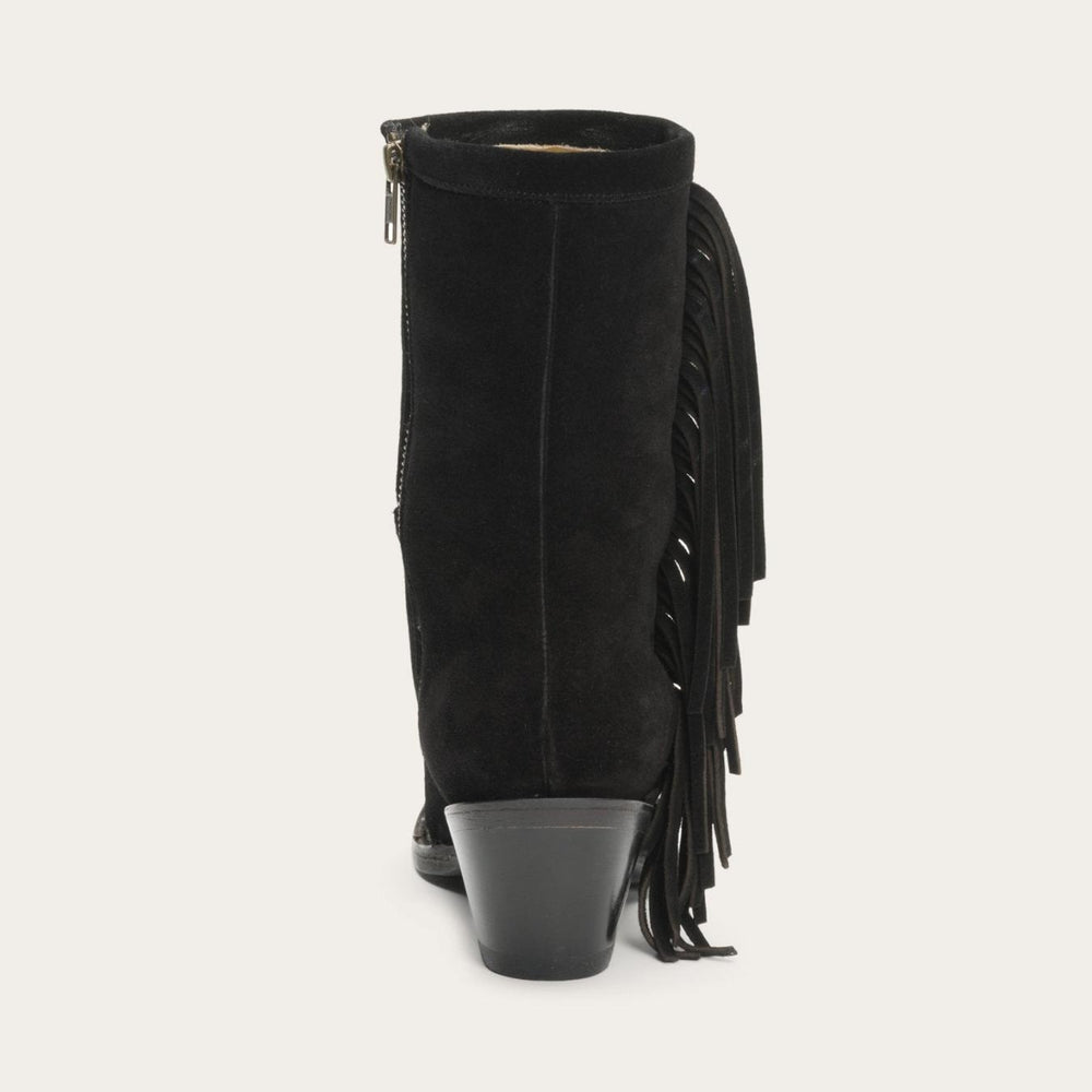 Women Shorties | Stetson Halle Suede Fringe Side Zip Boot Black